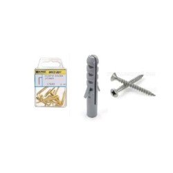 Taco N.º 6 Con Tornillos Cabeza Plana Zincado 4,5x40 mm. 8 unidades