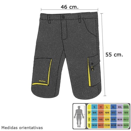 pantalones Cortos De Trabajo, Multibolsillos, Resistentes, Gris/Amarillo Talla 50/52 XL