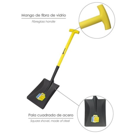 Pala cuadrada con mango de fibra muleta nº 3