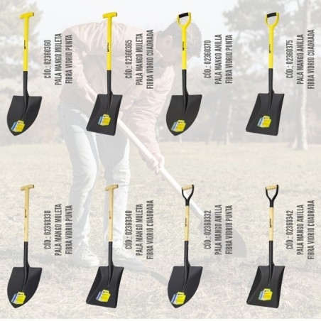 Pala cuadrada con mango de fibra anilla nº 3