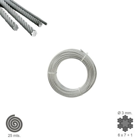 Cable Galvanizado 3 mm. (Rollo 25 Metros) No Elevación