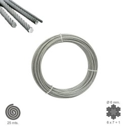 Cable Galvanizado 6 mm. (Rollo 25 Metros) No Elevación