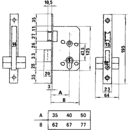 Cerradura Lince 5801 Hl/35 mm.