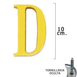 Letra Latón "D" 10 cm. con Tornillería Oculta (Blíster 1 Pieza)