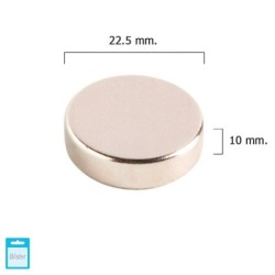 Imán WOLFPACK Neodimio Redondo Diámetro 22,5x10 mm. (Blíster 1 Pieza)