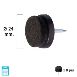 Deslizante Marrón Con Fieltro Diámetro24 (Blíster 8 Unidades)
