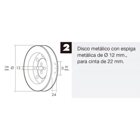 Disco Persiana Metálico Espiga Metálica 150x60 Cinta 22 mm.
