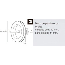 Disco Persiana Plástico Espiga Metálica 120x40 mm. Cinta 14 mm.