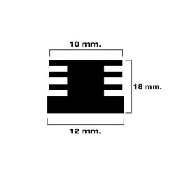 Contera Cuadrada Interior Negra 12x12 mm. Blíster 4 piezas.