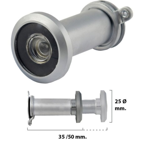 Mirilla Puerta 35-50 mm. Plateada Mate (Blíster 1 pieza)