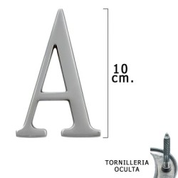 Letra Metal "A" Plateada Mate 10 cm. con Tornillería Oculta (Blíster 1 Pieza)