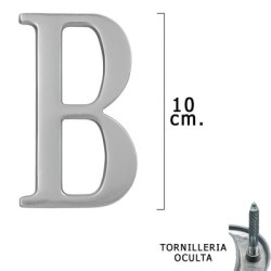 Letra Metal "B" Plateada Mate 10 cm. con Tornillería Oculta (Blíster 1 Pieza)