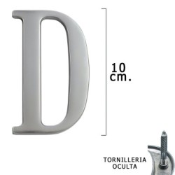 Letra Metal "D" Plateada Mate 10 cm. con Tornillería Oculta (Blíster 1 Pieza)