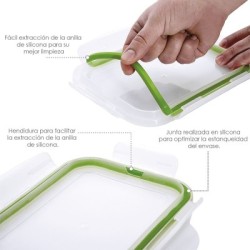 Recipiente Hermético Cristal Rectangular 550 ml. 16.7 x 11.8 x 6.2 (alt) cm.