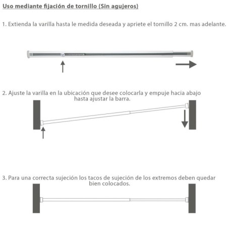 Barra Visillo Extensible 25.5/40 cm. Con Muelle Presión Ajustable (1 Pieza)