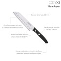 Cuchillo Aspen Santoku Hoja Acero Inoxidable 17 cm. Negro