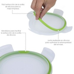 Recipiente Hermético Cristal Redondo 550 ml. Diámetro 145 x 7 (alt) cm.