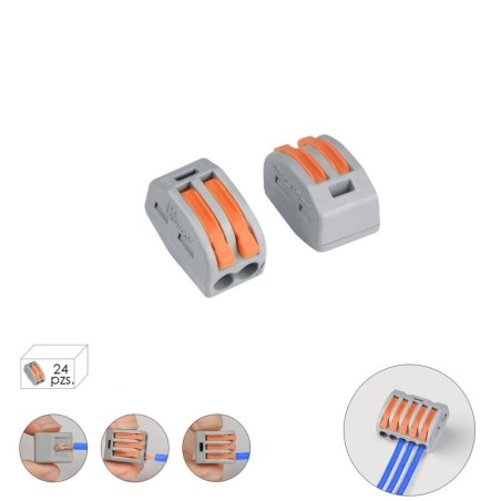 Regleta Conexión Rápida, Conexión Eléctrica 2 Polos, Diámetro 4 mm. 32 A, Paquete 24 Unidades