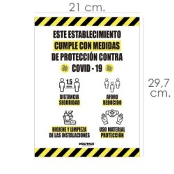 Rotulación Cartel Cumple Normas Covid19 Adhesivo Tamaño Folio (A4 )