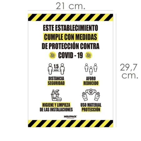 Rotulación Cartel Cumple Normas Covid19 Adhesivo Tamaño Folio (A4 )