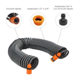Manguera Extensible Espiral Autoenroscable Para Riego Jardín Con Conectores 15 Metros