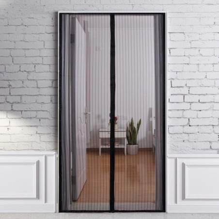 Cortina Mosquitera Para Puertas Con Cierre Central Magnético Automático 120 x 240 (Alt.) cm. Color Negro.