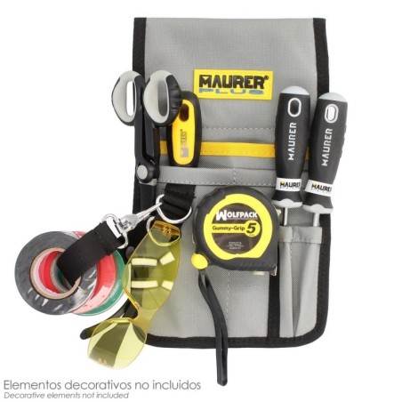 Funda Bolsa Porta Herramientas Para Cinturón Con 7 Bolsillos y mosquetón Portaherramientas Electricista Multibolsillos