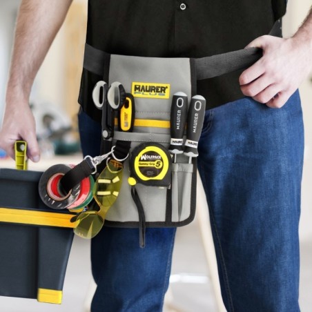 Funda Bolsa Porta Herramientas Para Cinturón Con 7 Bolsillos y mosquetón Portaherramientas Electricista Multibolsillos