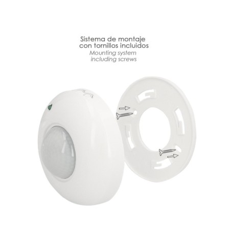 Detector De Movimiento Por Infrarrojos Con Sensor Crepuscular 360º. Ajustable