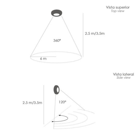 Detector De Movimiento Por Infrarrojos Con Sensor Crepuscular 360º. Ajustable