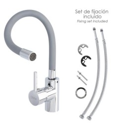 Grifo Monomando Fregadero Flexible Caño Alto, Grifo De Cocina Flexible Caño Alto. Cartucho cerámico Diámetro 35 mm.