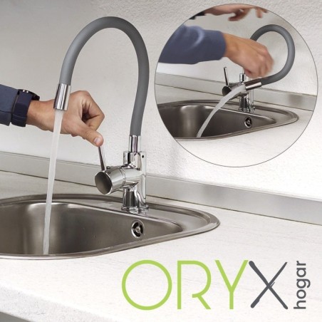 Grifo Monomando Fregadero Flexible Caño Alto, Grifo De Cocina Flexible Caño Alto. Cartucho cerámico Diámetro 35 mm.