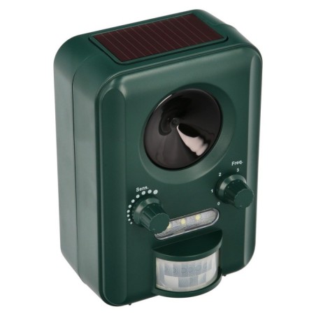Ahuyentador Ultrasonidos Animales funcionamiento Solar / USB. Ahuyenta Roedores, Ratones, Gatos, Perros, Aves, Pájaros, etc..