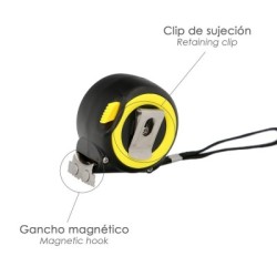 Flexómetro Sistema Autolock Con Freno Automático Longitud 3 Metros Ancho Cinta 16 mm. Magnético. Cinta Métrica Freno Automático