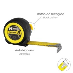 Flexómetro Sistema Autolock Con Freno Automático Longitud 5 Metros Ancho Cinta 25 mm