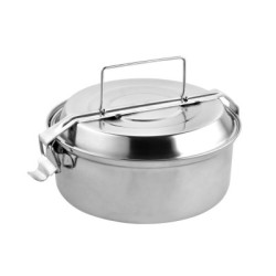 Fiambrera Metálica De Acero Inoxidable Con 2 Platos Diámetro 16 cm. Lunch Box, Fiambrera Metálica, Porta Alimentos Metálico,