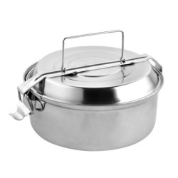 Fiambrera Metálica De Acero Inoxidable Con 2 Platos Diámetro 18 cm. Lunch Box, Fiambrera Metálica, Porta Alimentos Metálico,