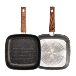 Sartén Aluminio Forjado Antiadherente 24x24x4,5 cm. Mango Engomado / 5 capas / Acabado Piedra / Todo Tipo de Cocinas / Grill