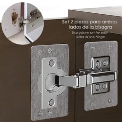 Placas de Reparación Bisagras Cazoleta 4,7x9 cm. 2 piezas. Placa Repara Puertas, Placa Reparación Bisagras Mueble