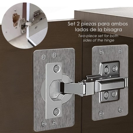 Placas de Reparación Bisagras Cazoleta 4,7x9 cm. 2 piezas. Placa Repara Puertas, Placa Reparación Bisagras Mueble