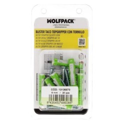 Blíster Tacos Topgripper Bimaterial Con Tornillos Diámetro 8 mm. 20 Piezas Taco Anclaje Universal, Taco Hormigón, Taco Pladur