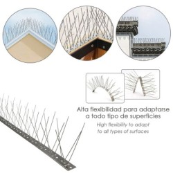 Pincho Anti Palomas / Pájaros 1 Metro Inoxidable Pincho Doble 80 Pinchos. Adaptable a Varias posiciones