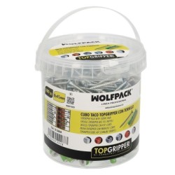 Cubo Tacos Topgripper Bimaterial Con Tornillos Diámetro 8 mm. 100 Piezas Taco Anclaje Universal, Taco Hormigón, Taco Pladur