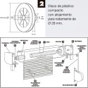 Disco Plástico Compacto Para Persianas. Rodamiento 120x40 mm. Para cintas hasta 20 mm.
