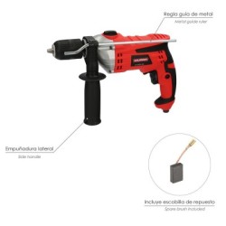 Taladro Percutor Con Variador de Velocidad 1050 Watt. Incluye Maletín, Empuñadura y Guía Metálica.