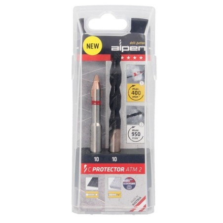 Broca Alpen Materiales Porcelánicos Muy Duros Diámetro 10 mm. Kit 2 brocas. Sin Refrigeración,