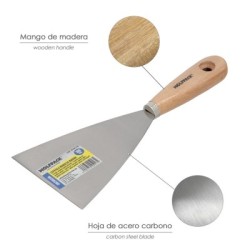 Espátula Mango Madera Hoja Acero 100 mm. Espátula Yeso, Espátula Pintor, Espátula Masillas, Espátula Pladur, etc..