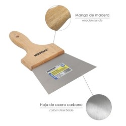Espátula Techos Mango Madera Hoja Acero 90 x 140 mm. Espátula Yeso, Espátula Pintor, Espátula Masillas, Espátula Pladur, etc..