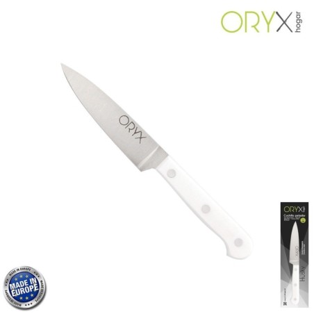 Cuchillo Husky Pelador 11 cm. Hoja Acero Inoxidable, Cuchillo Verduras, Cuchillo Cortar Verduras Mango Ergonómico Blanco