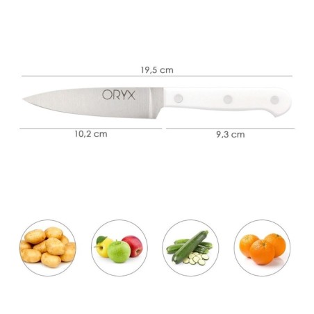 Cuchillo Husky Pelador 11 cm. Hoja Acero Inoxidable, Cuchillo Verduras, Cuchillo Cortar Verduras Mango Ergonómico Blanco